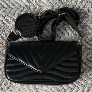 Ant Expedition Black Vegan Quilted Bag with Two Strap Options and Coin Purse